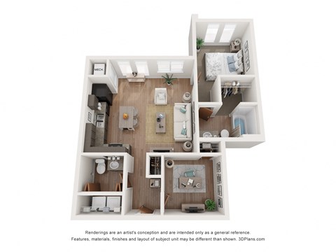 Floor plan for 1 bed, 1 bath, 762 sqft